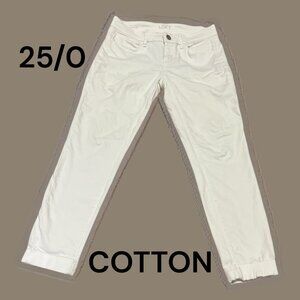 ANN TAYLOR LOFT Modern Skinny Ankle White Jeans Sz 25/0 Cuffed White Denim